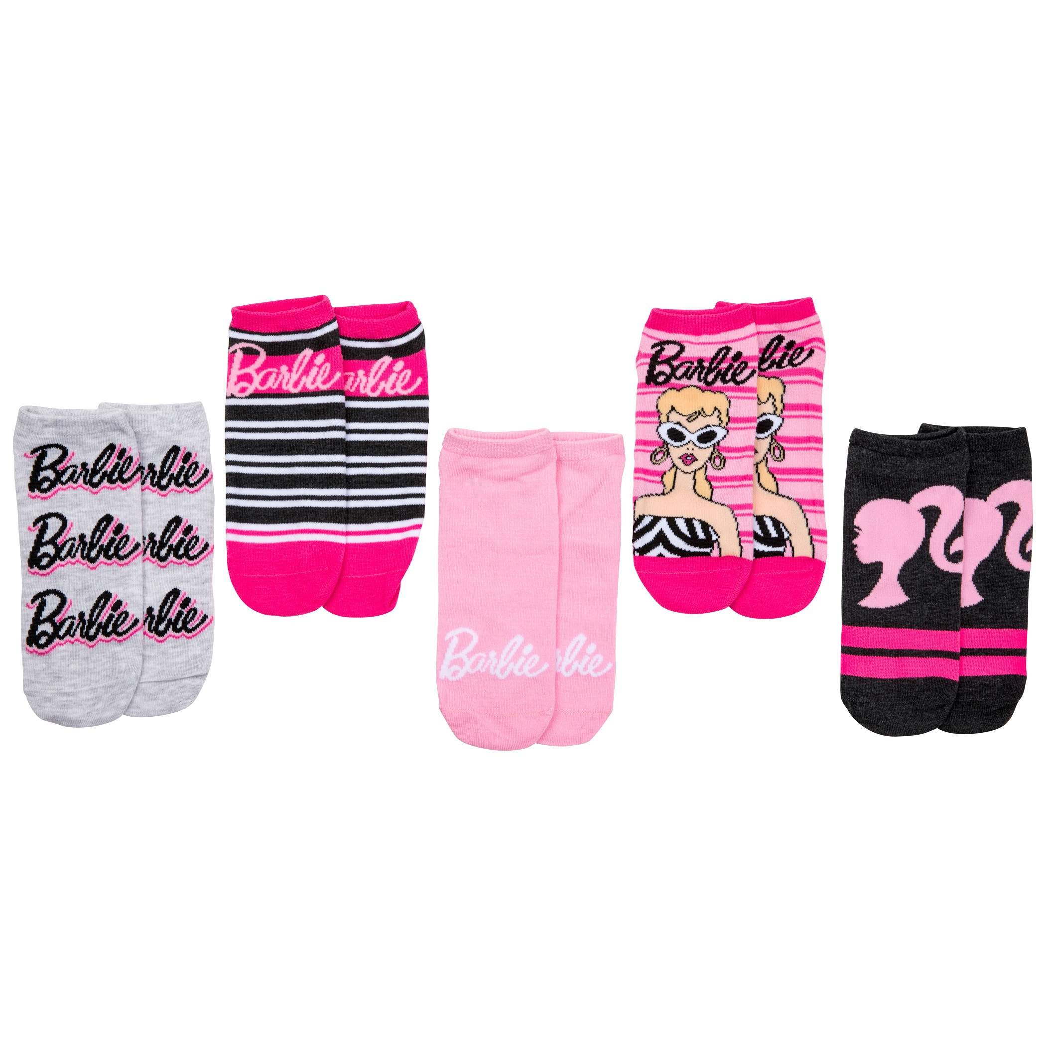 Barbie Classic Looks Women's No Show Socks 5-Pack